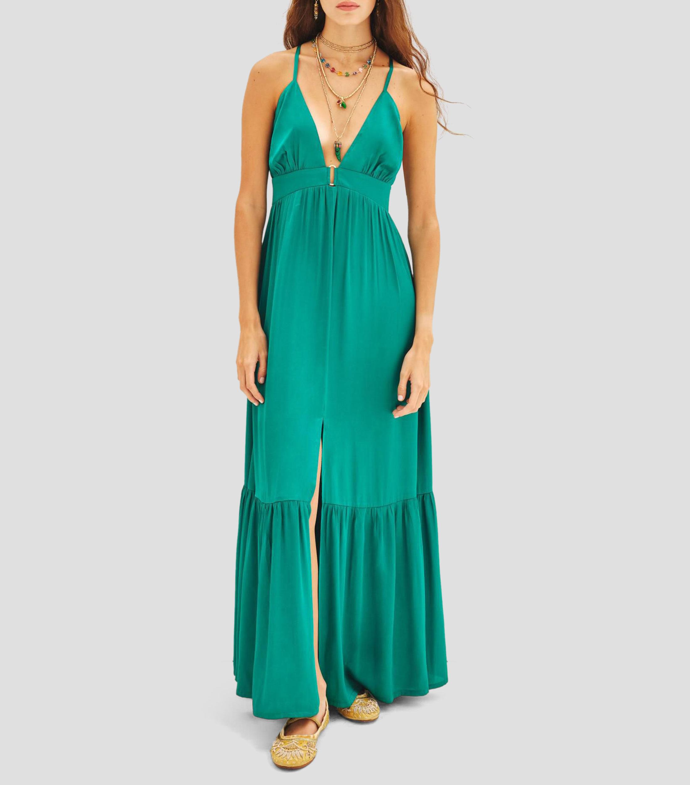 Vestido largo liso Mujer